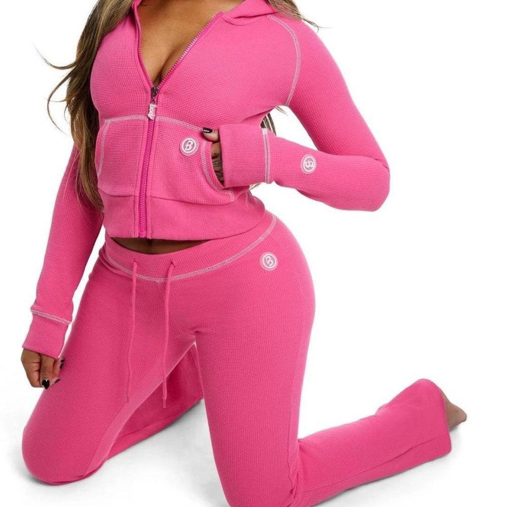 Body by Raven waffleknit set strawberry pink🍓